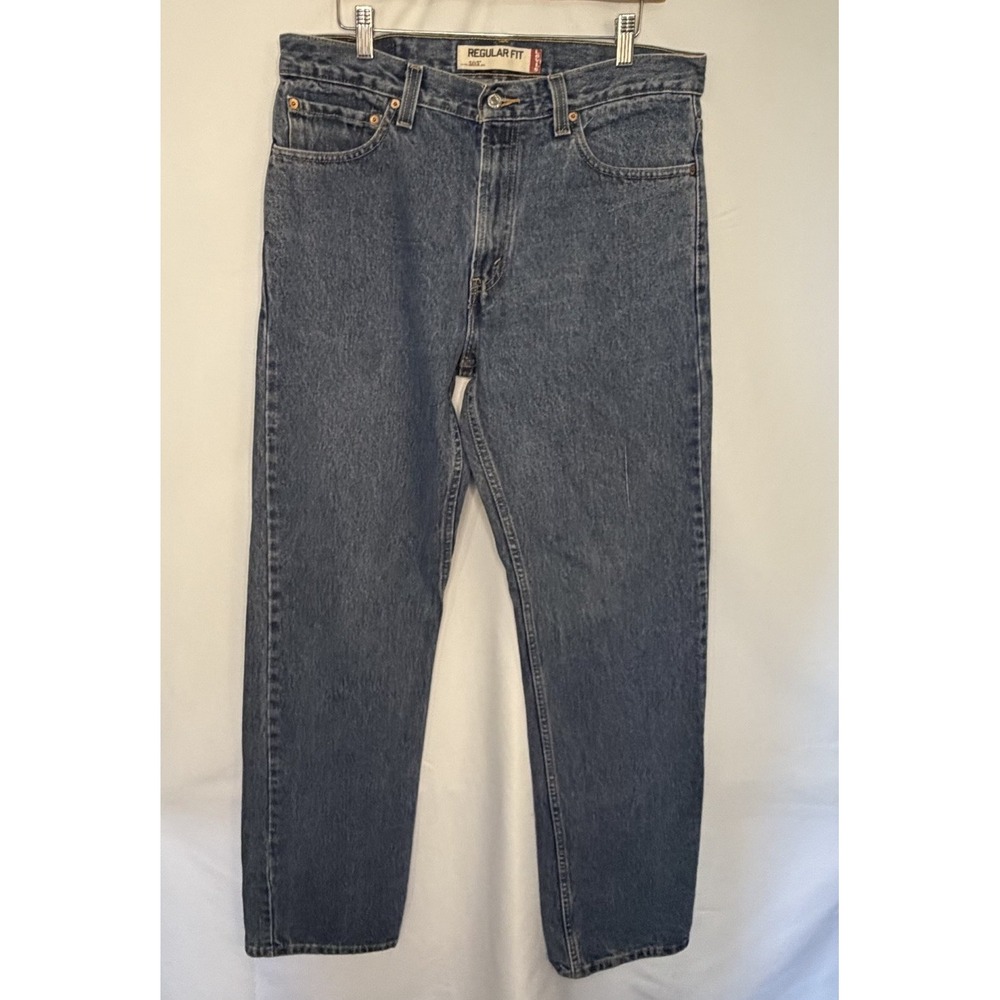 Levi's 505 Jeans Mens 34x34 Blue Regular Fit Straight Leg 100% Cotton (READ)